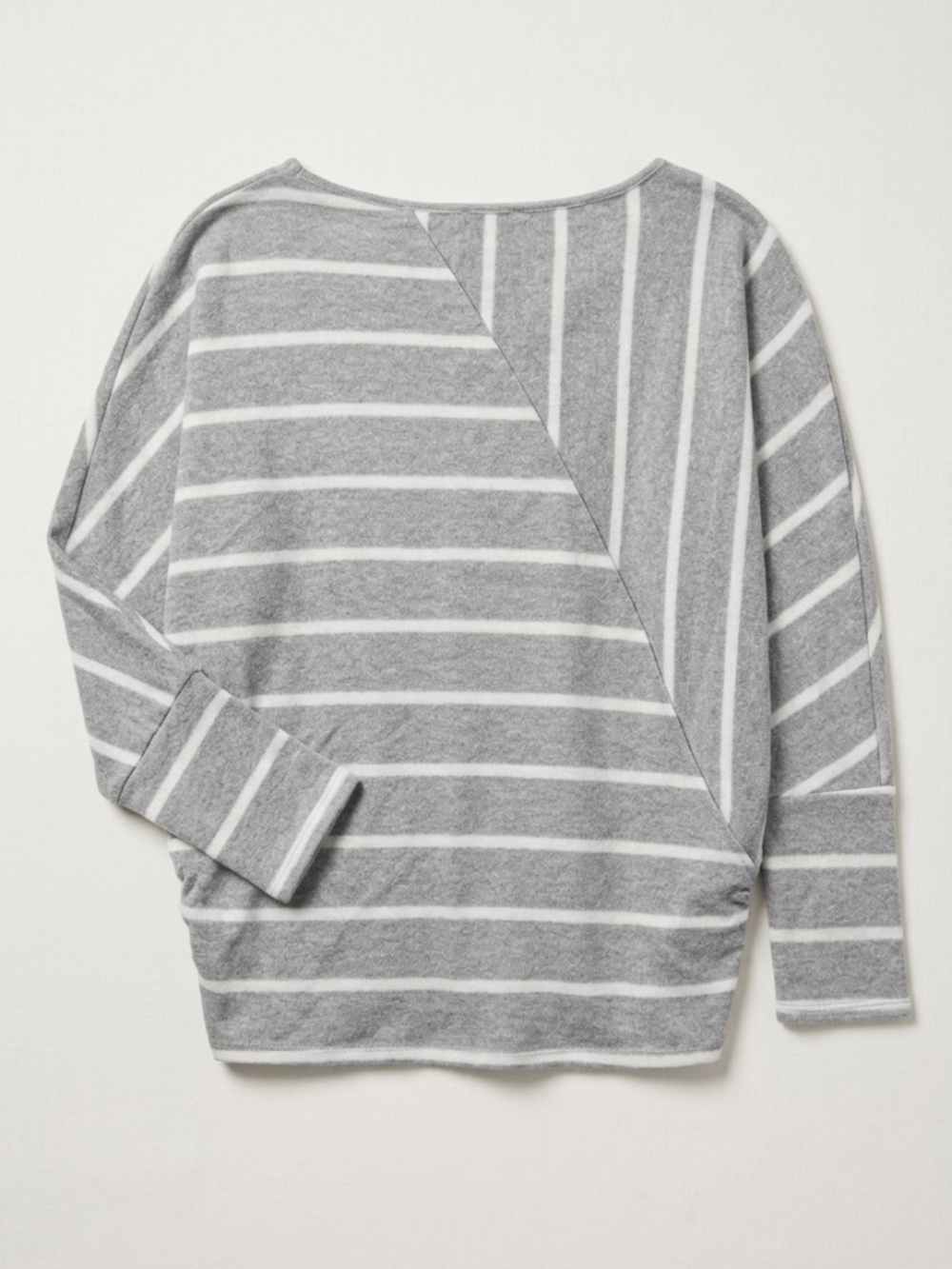 First Love Gray and White Striped Crewneck Sweater